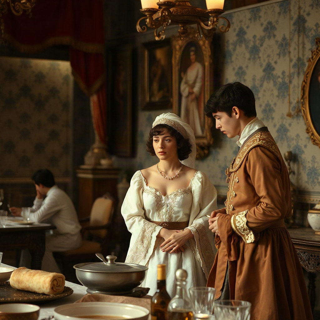 Palace kitchen scene still from a costume sweet romance short drama